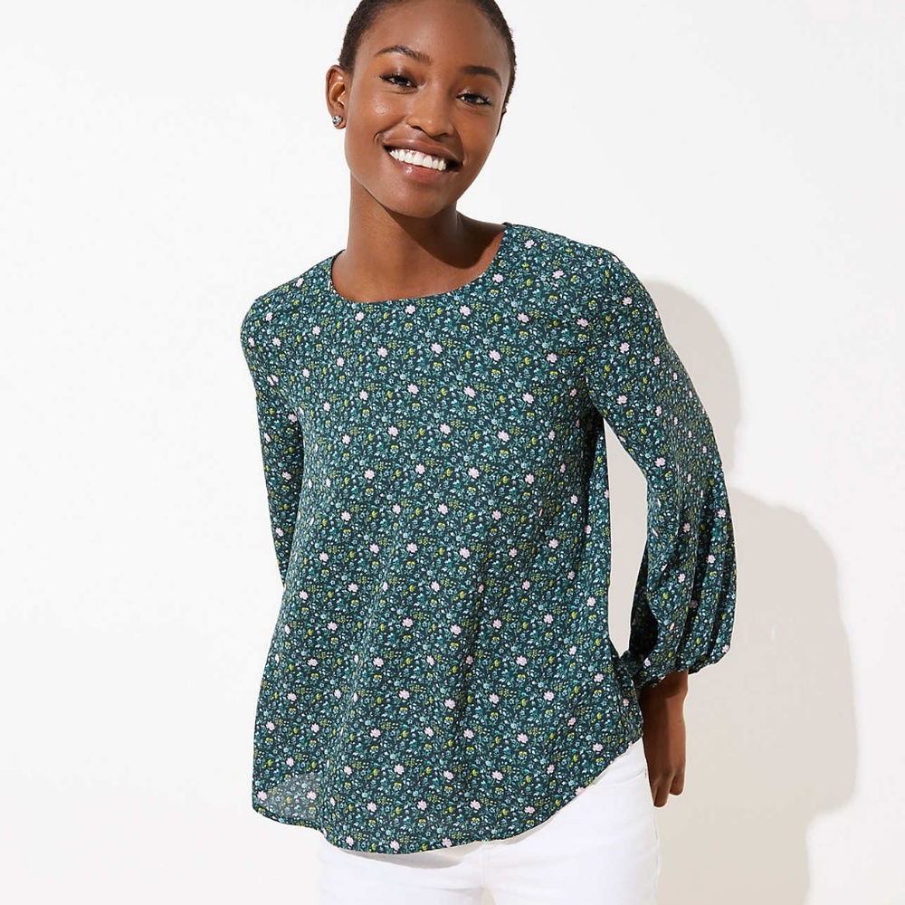 Ditsy Bloom Draped Sleeve Top